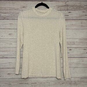Bohme Cream Wide Ribbed Long Sleeve Shirt Medium